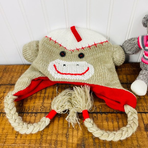 Lot of 2-Kids Sock Monkey Beanie/ Hat- Arizona & Small Sock Monkey Plush Dan Dee - Picture 8 of 15
